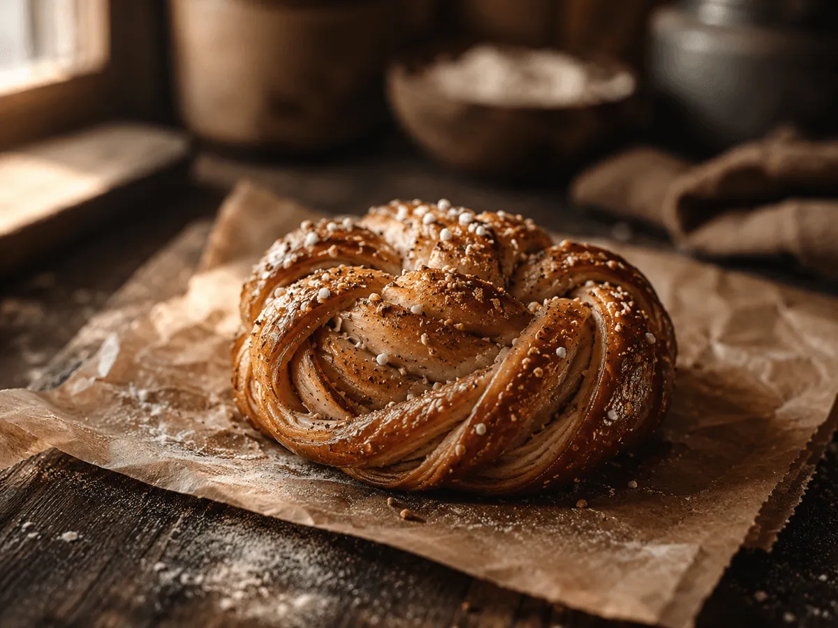 A freshly baked Cardamom Knot
