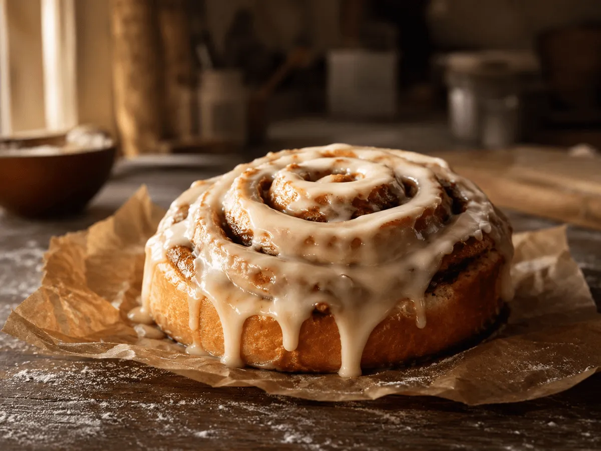 A freshly baked Cinnamon Roll