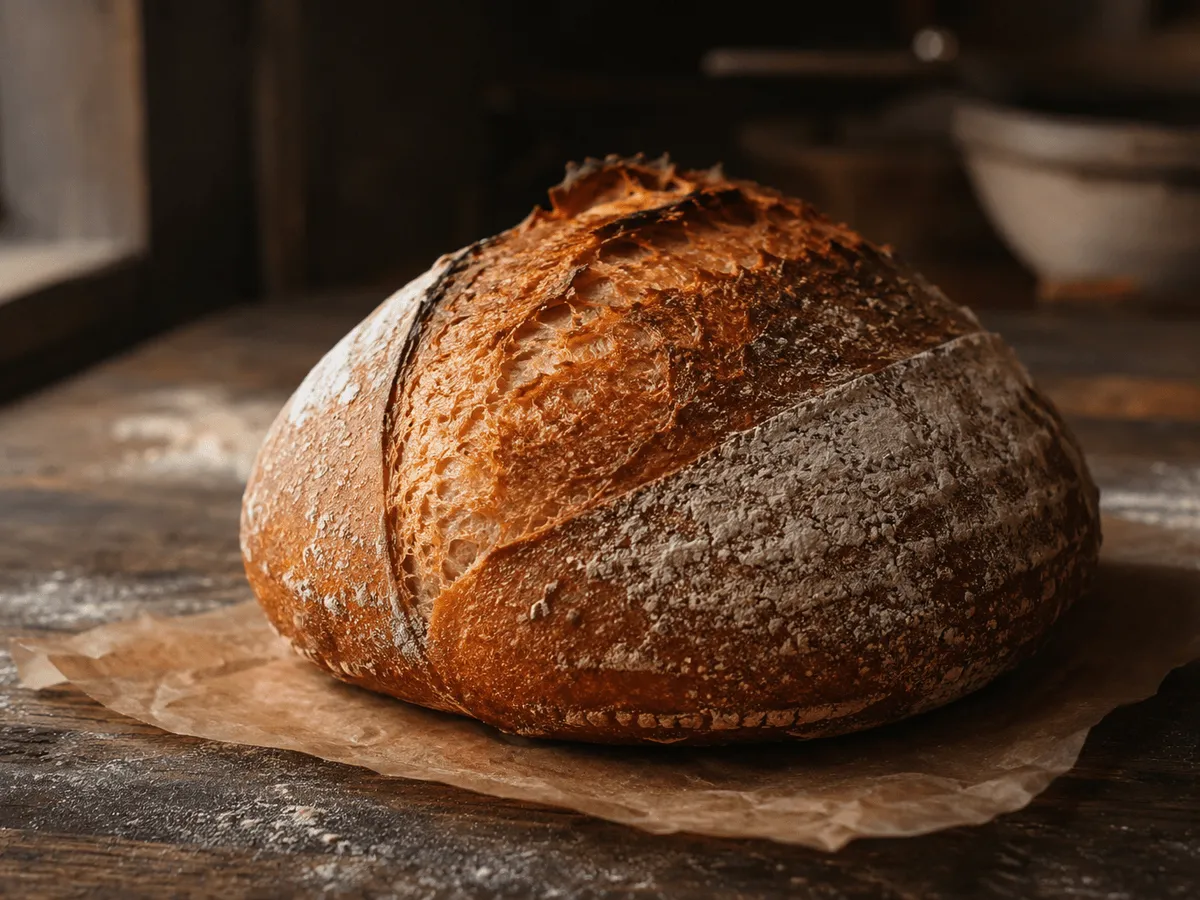 A freshly baked Country Sourdough loaf