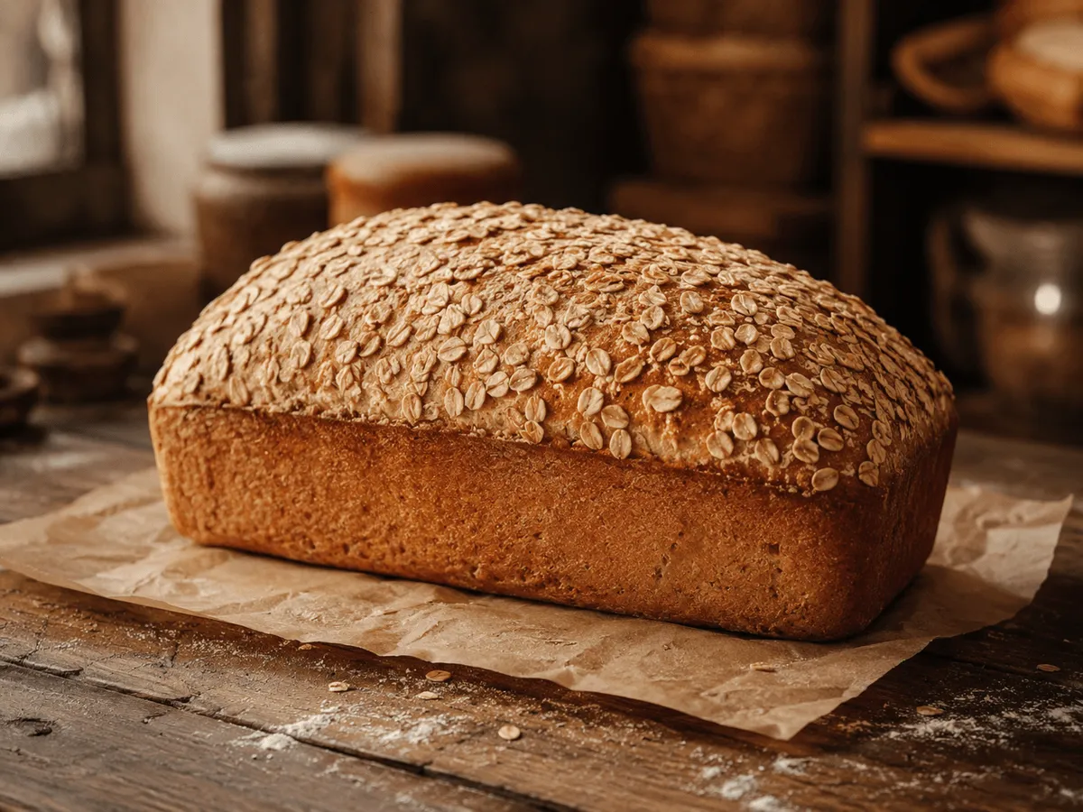 A freshly baked Maple Oat Loaf loaf