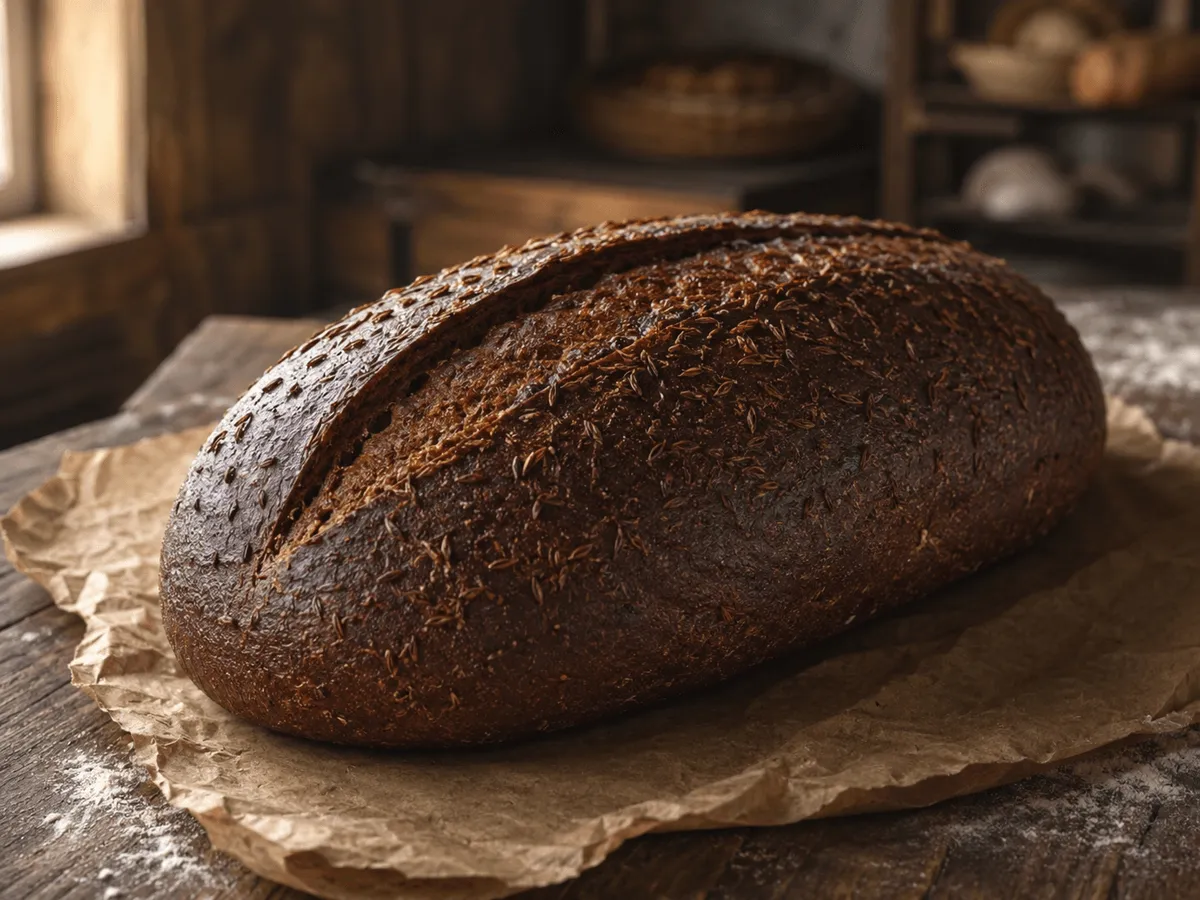 A freshly baked Rye & Caraway loaf